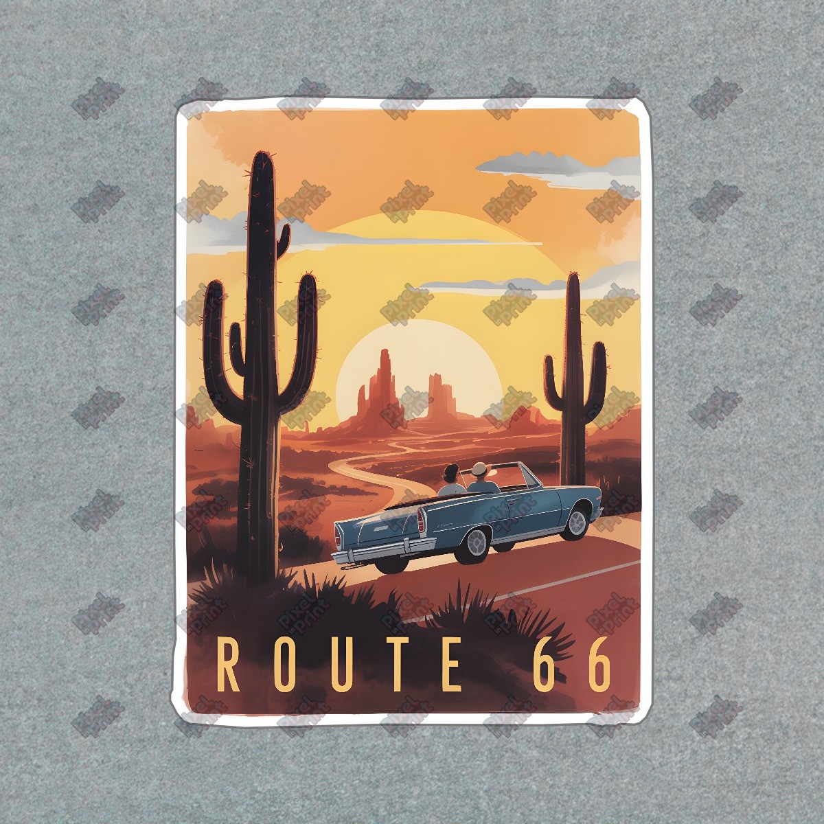 Vintage Route 66 Sunset Sign Classic American Road Trip Decor Desert #8682