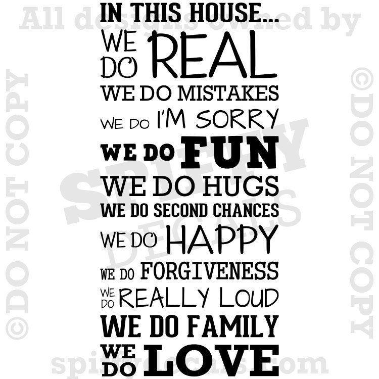 IN THIS HOUSE FAMILY WE DO LOVE FUN REAL V3 Quote Vinyl Wall Decal Decor Sticker