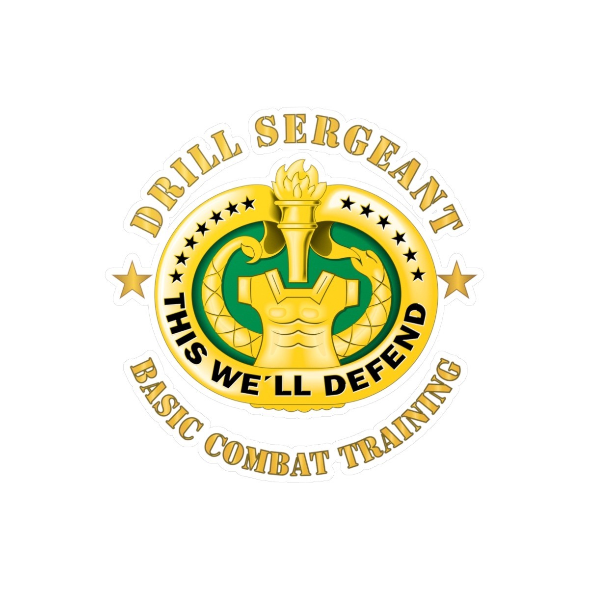 Kiss-Cut Vinyl Decals – Army – Drill Sgt Badge – Basic Combat Training