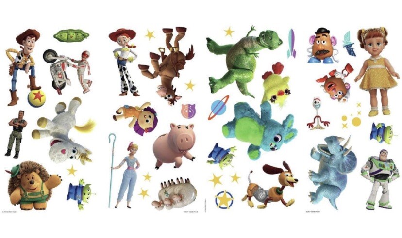 Roommates TOY STORY 4 Peel & Stick 38 Wall Decals Andy Buzz Jessie Stickers NEW