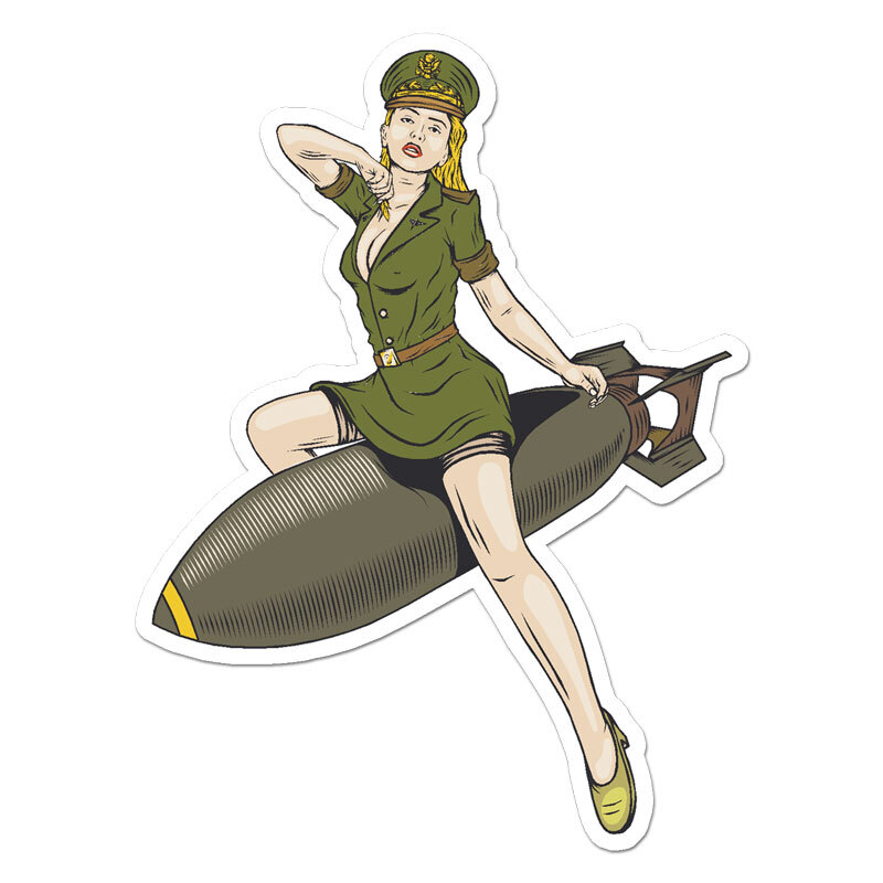 Blonde Riding Bomb, Vinyl Decal Sticker, Indoor Outdoor, 3 Sizes, #11489