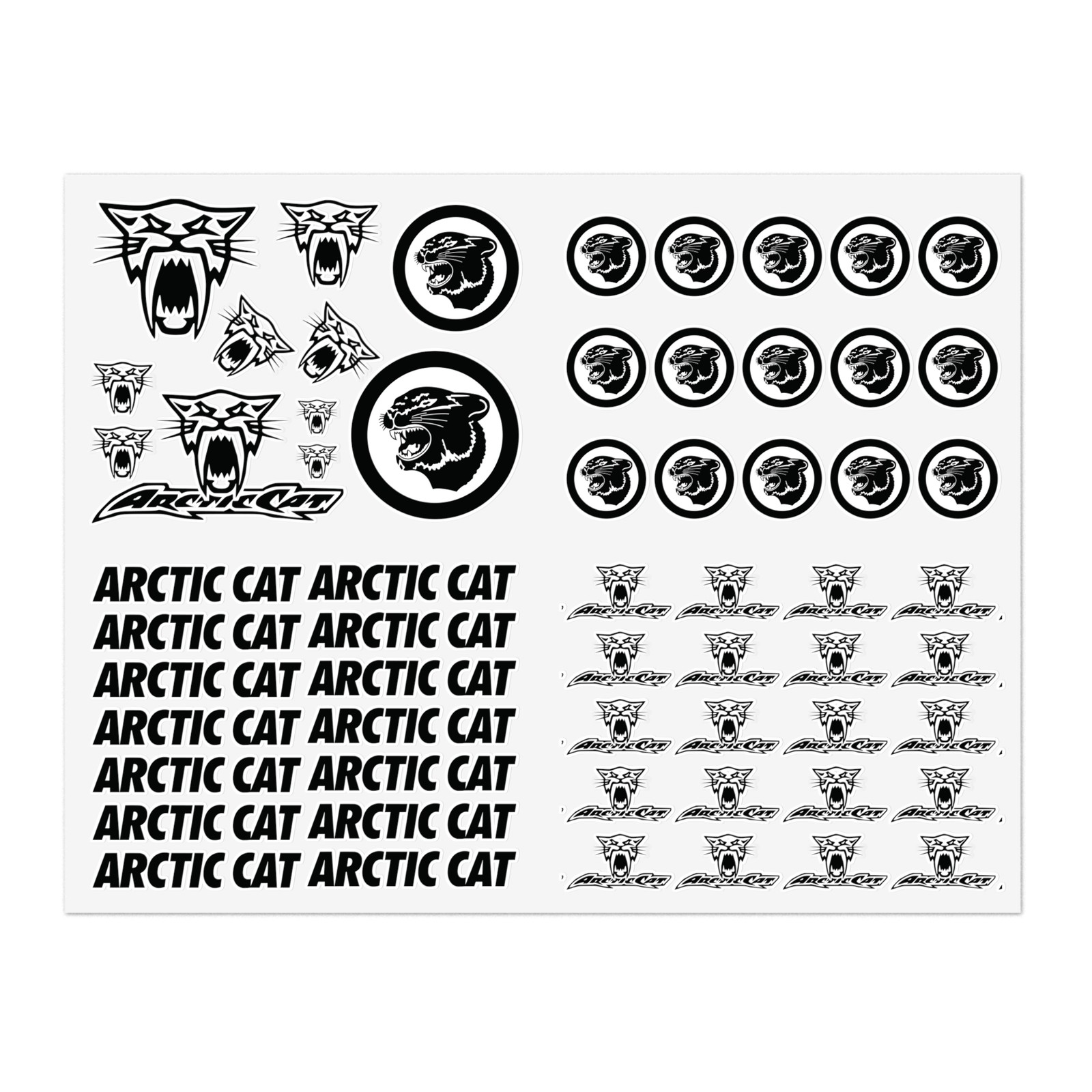 Arctic Cat Black White Sticker Decal Variety Pack