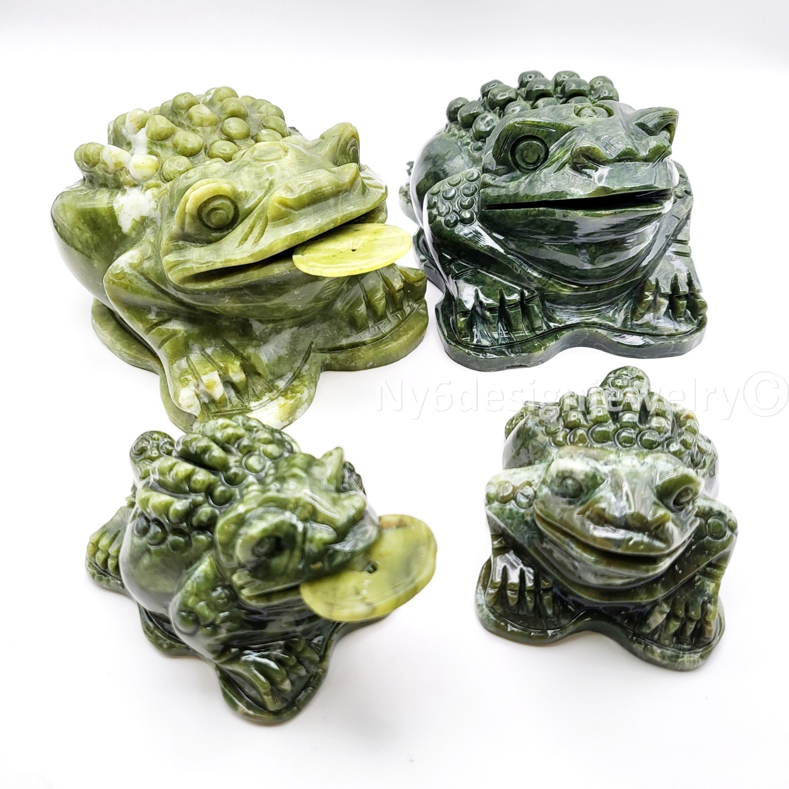Feng Shui Money Frog Jade Statue – Three Legged Toad of Wealth, Lucky Money Frog