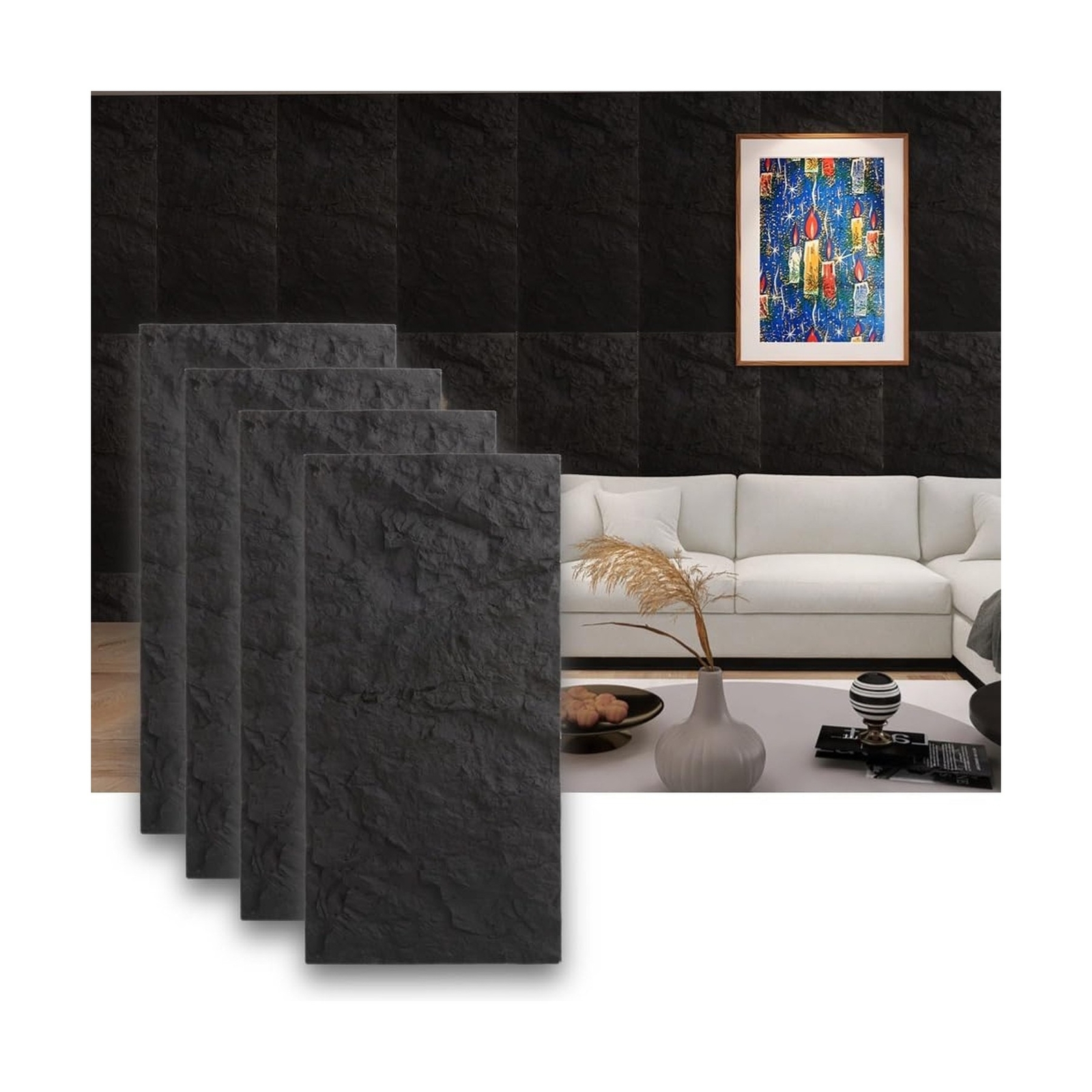 4PCS PU Stone Wall Panels|3D Wall Panels|Wall Panels for Interior Wall Decor|…
