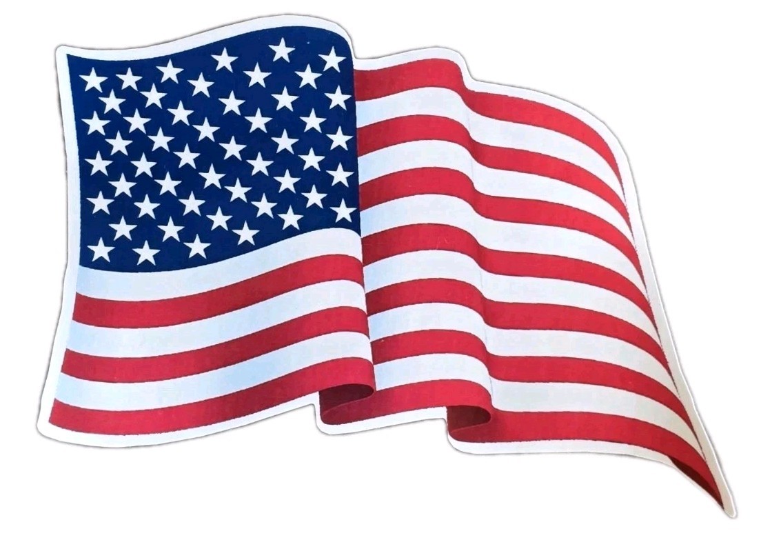 USA Flag Waving – UV Laminated Decal- 6 Inch – FREE SHIPPING