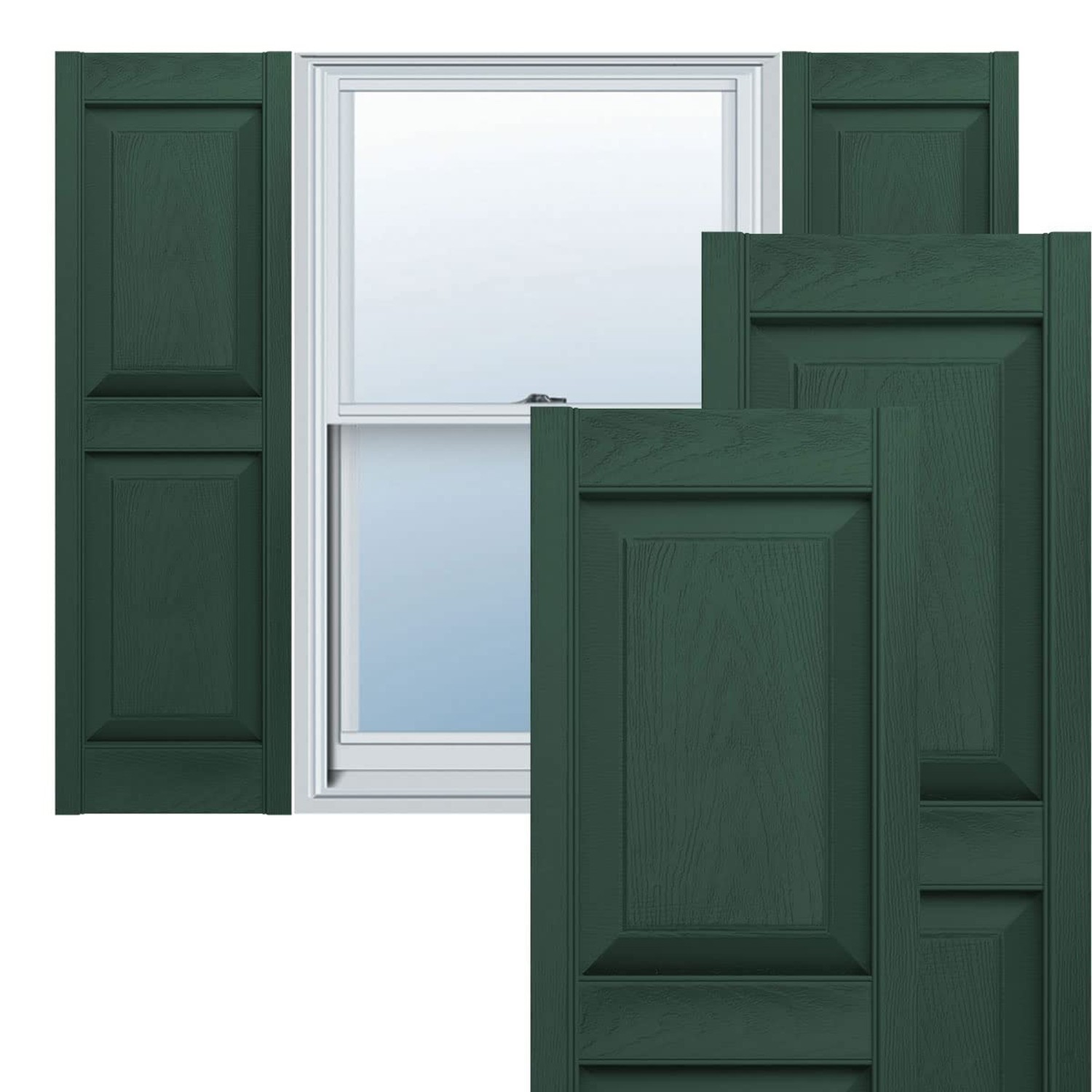 Ekena Millwork LP2S14X05100MG Lifetime Vinyl Standard Two Equal Panels with R…