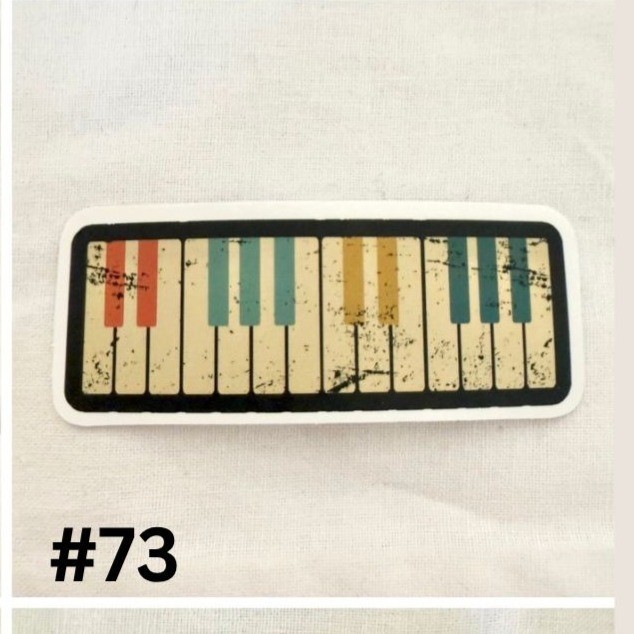 Vintage Style Piano Keys Sticker Distressed Keyboard 2.75×1 in Vinyl No73