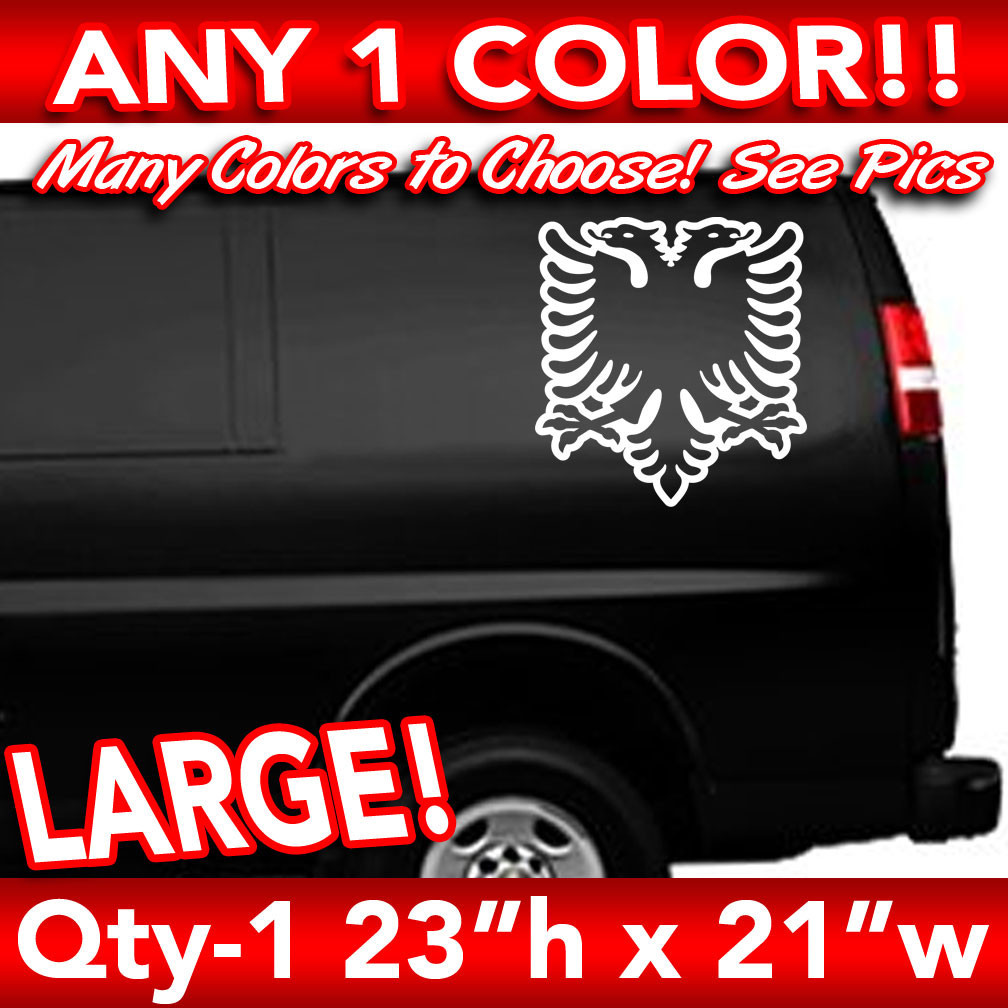 ALBANIA ALBANIAN EAGLE OUTLINE FLAG WINDOW LARGE DECAL STICKER 23"h x 21"