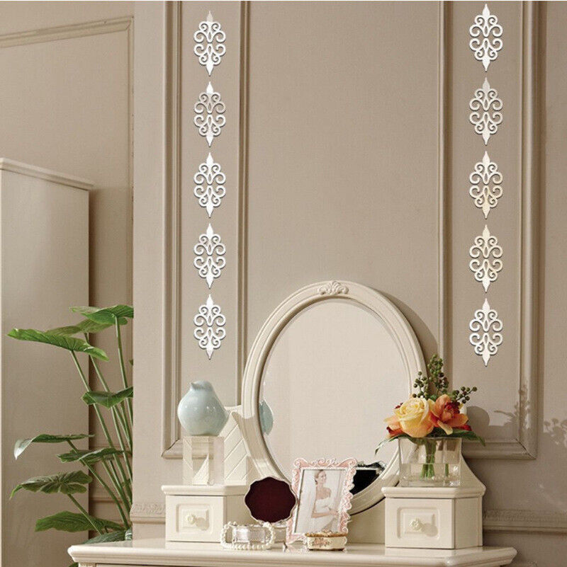20pc 3D Acrylic Mirror Flower Wall Stickers Art Mural Decal Home Decor Removable