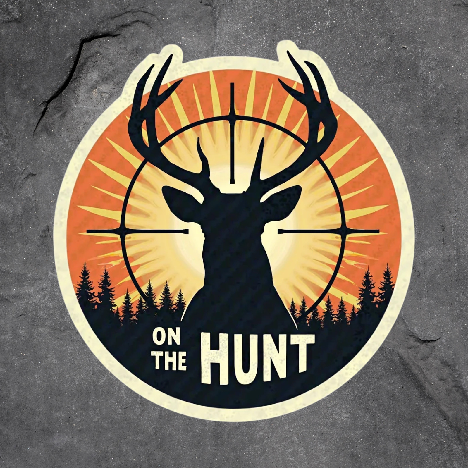 Hunting sticker vinyl decal On the Hunt deer antlers target forest