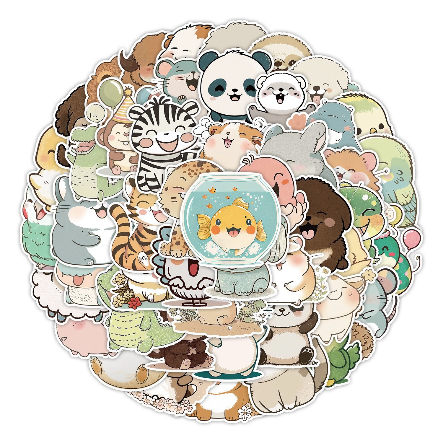 50 Pcs Stickers Cute Adorable Animals Laptop Luggage Fridge Phone Car Vinyl