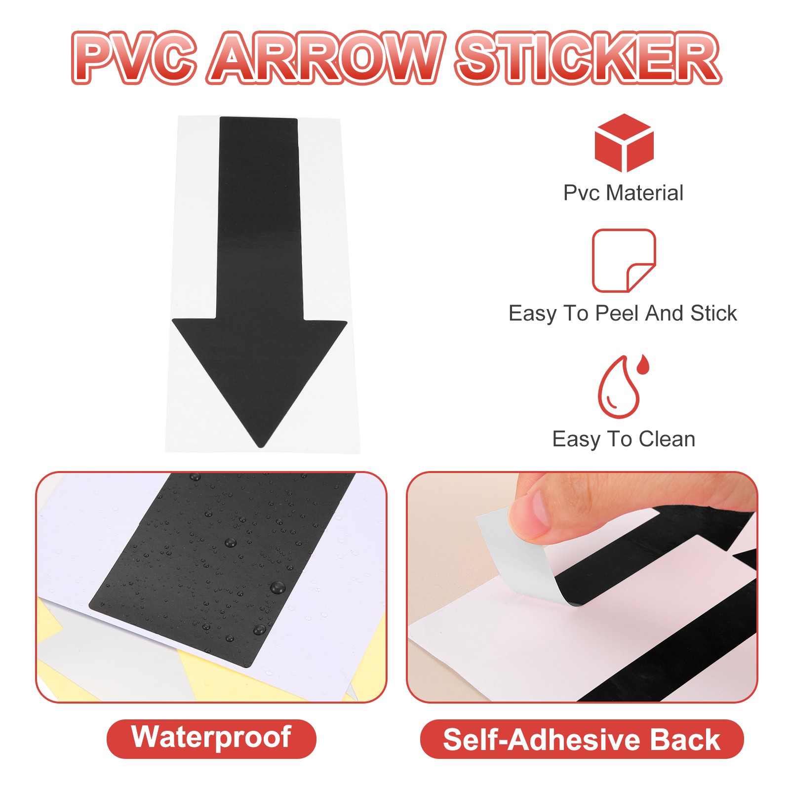 Arrow Sticker, (12×4 Inch, Black) (8 Pcs), Waterproof Arrow Sign Sticker