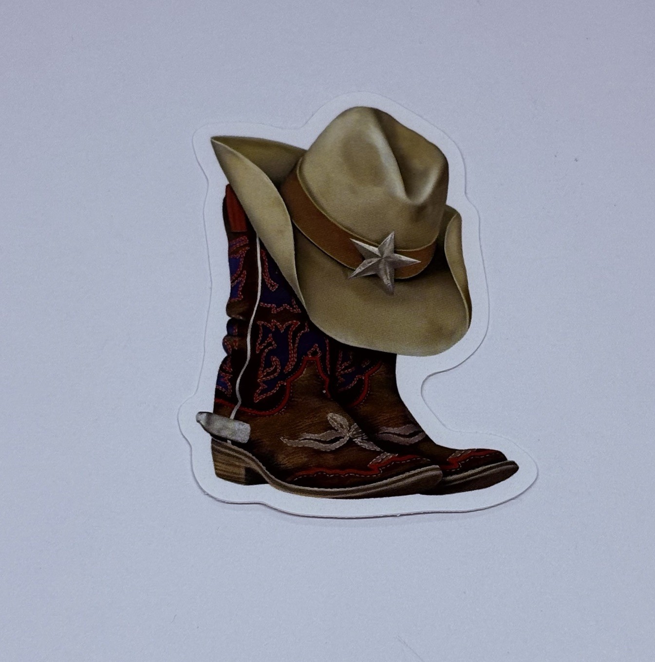 Cowboy Boots Sticker Lone Star Hat Art Decal Vinyl USA Texas Souvenirs Tc9