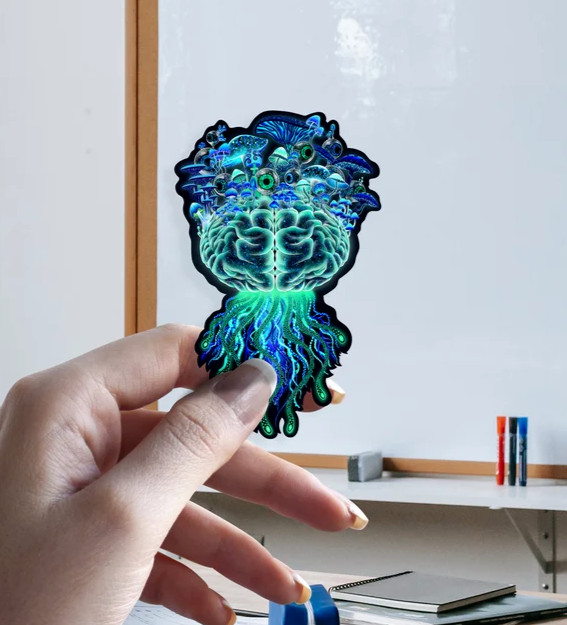 Trippy Mushroom Brain Sticker – Shroomaniac Brand – multiple sizes, High Qualtiy