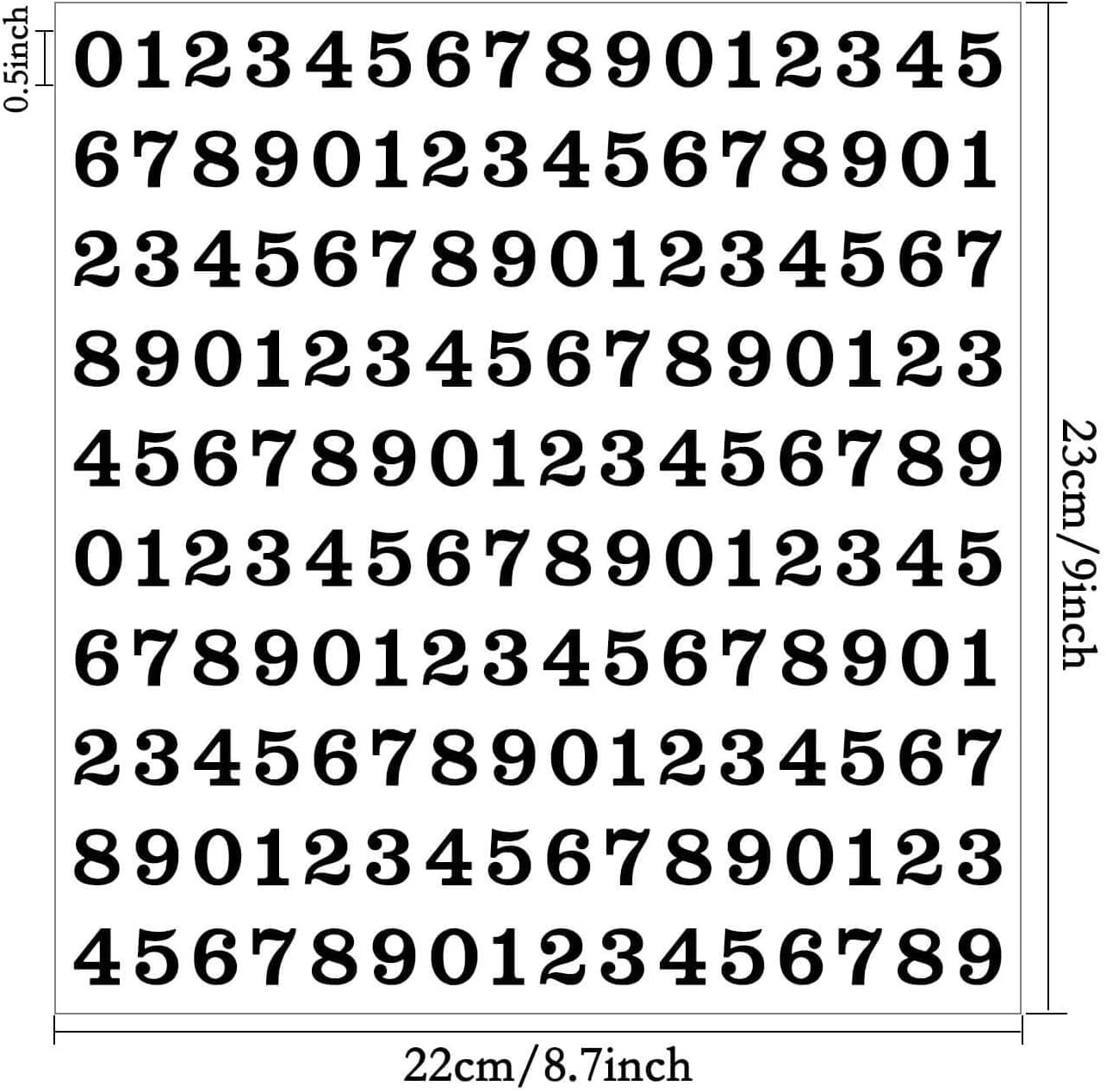 1600 Pcs 0.5 Inch Number Stickers,10 Sheets Vinyl Waterproof Mailbox Numbers,Sel