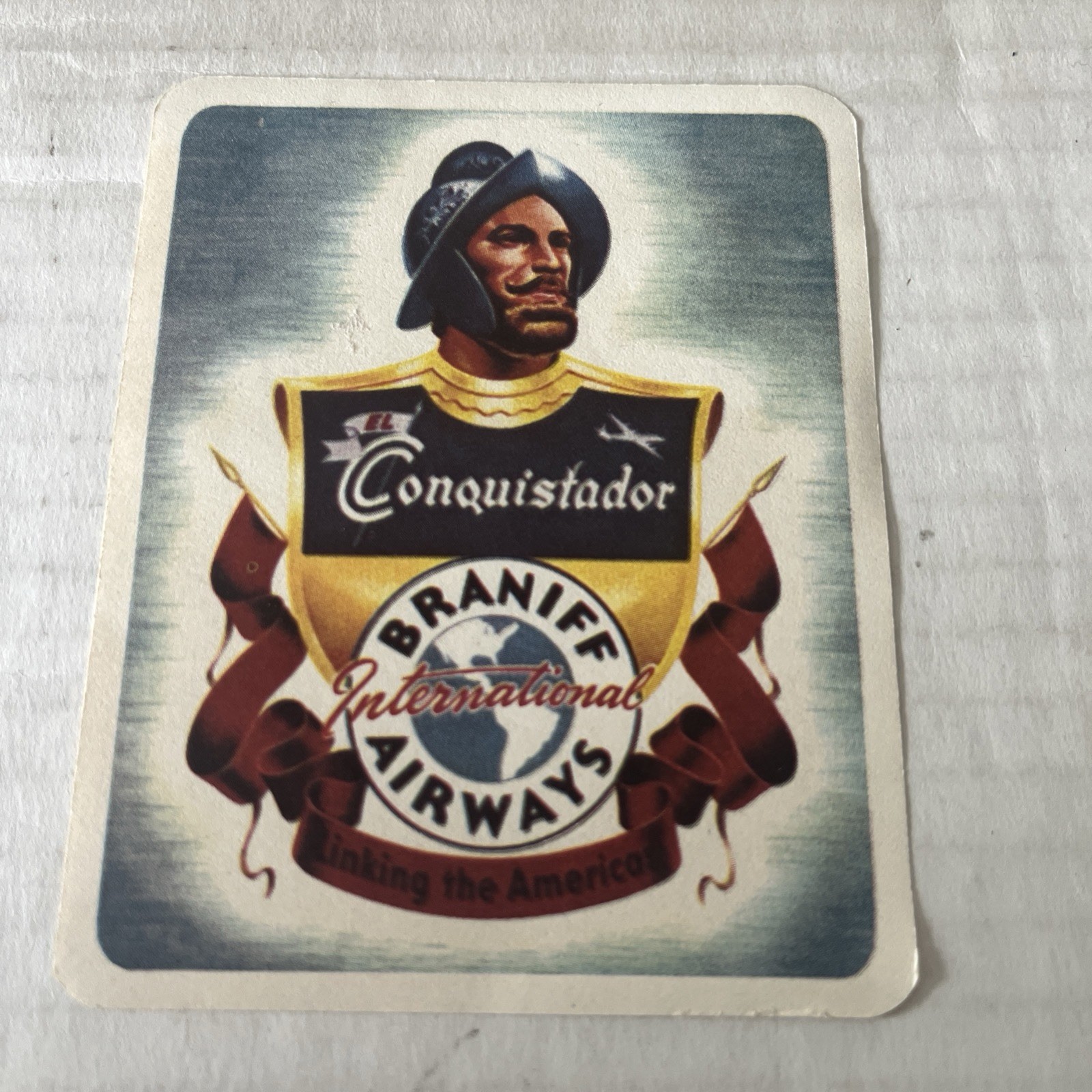 Braniff International Airways Conquistador Luggage Label c1955