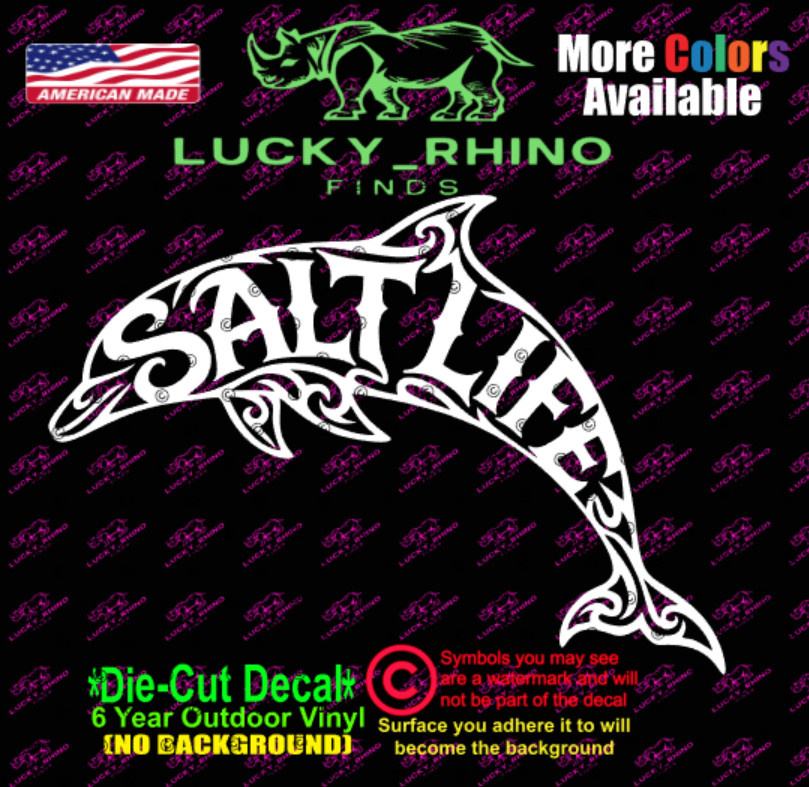 Salt Life Sea Dolphin Ocean Beach Car Window Vinyl Decal Bumper Sticker