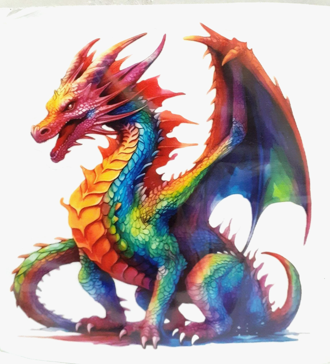5.5" x 6" Dragon Vinyl Decal Sticker Rainbow Colored Dragon