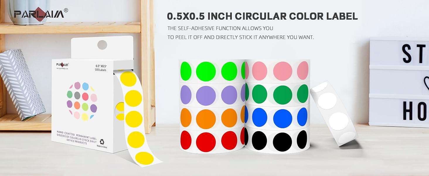 1/2 Inch Round Adhesive Color-Code Dot Stickers,500 Stickers Inventory Dots