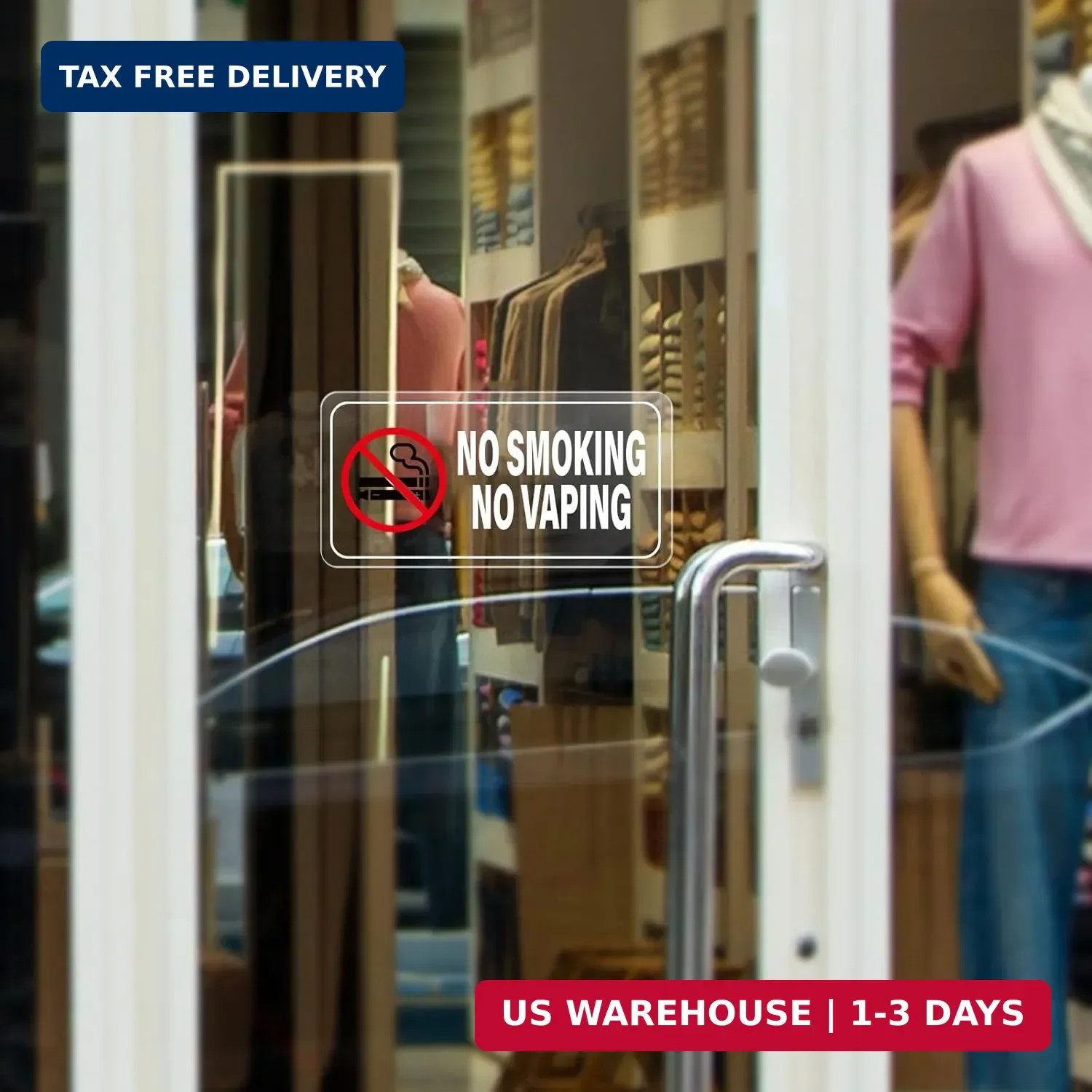 10 Pack No Smoking No Vaping Sticker 2 × 4 Inch Vinyl Self-Adhesive Door Decals