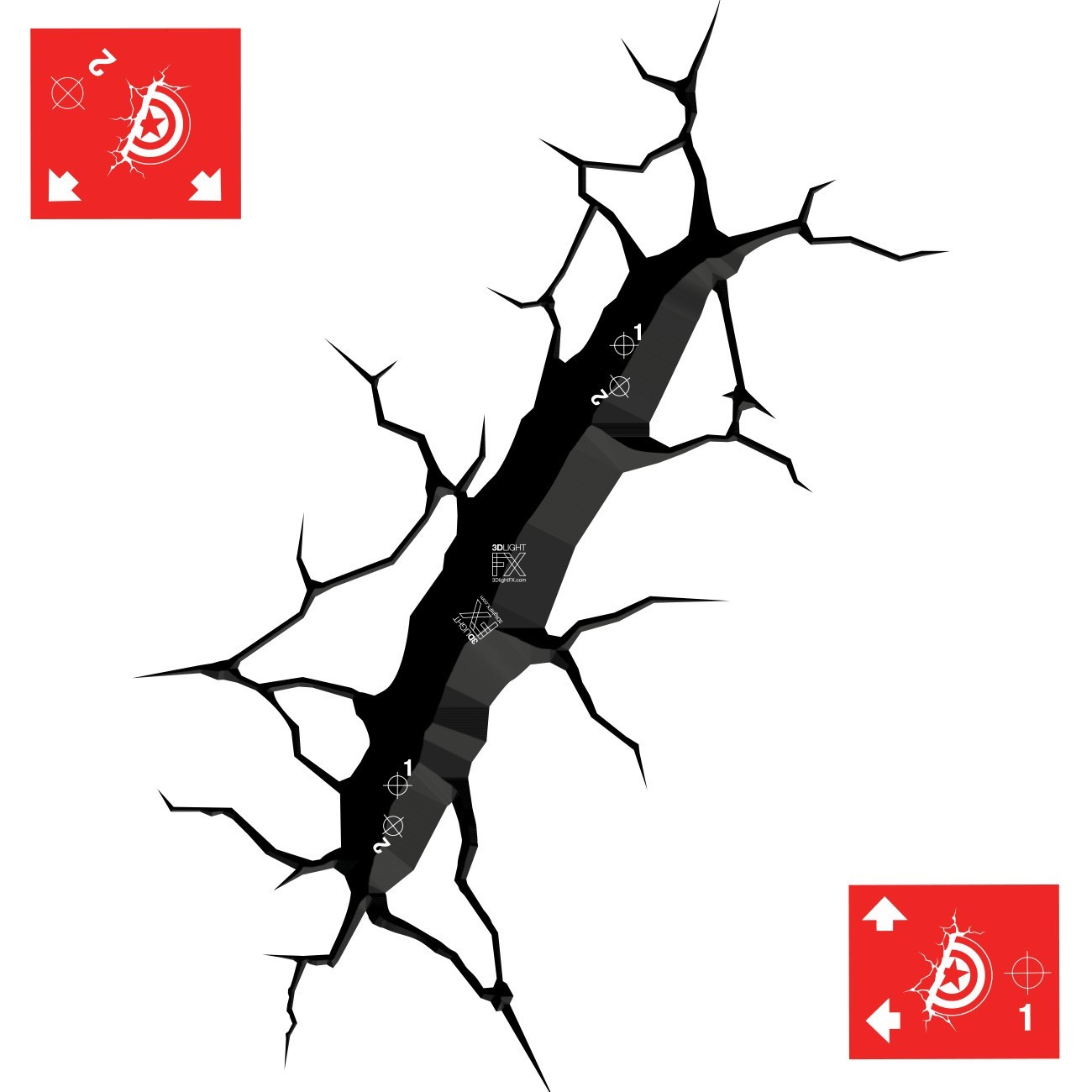 3D Deco Light FX Avengers Replacement Crack Wall sticker Led Wall Light Sticker