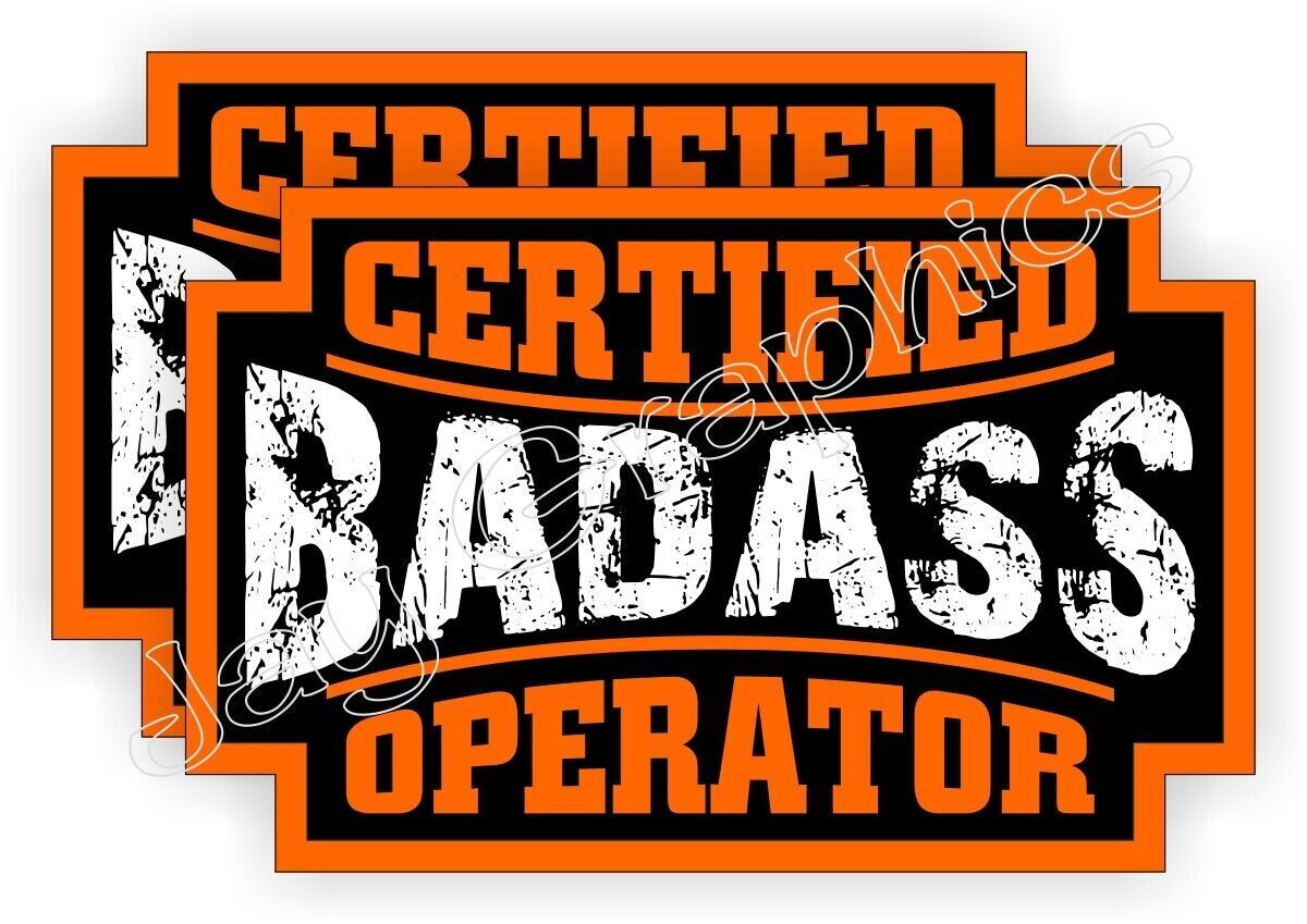 pair – Badass OPERATOR Vinyl Funny Hard Hat Helmet Sticker Decal