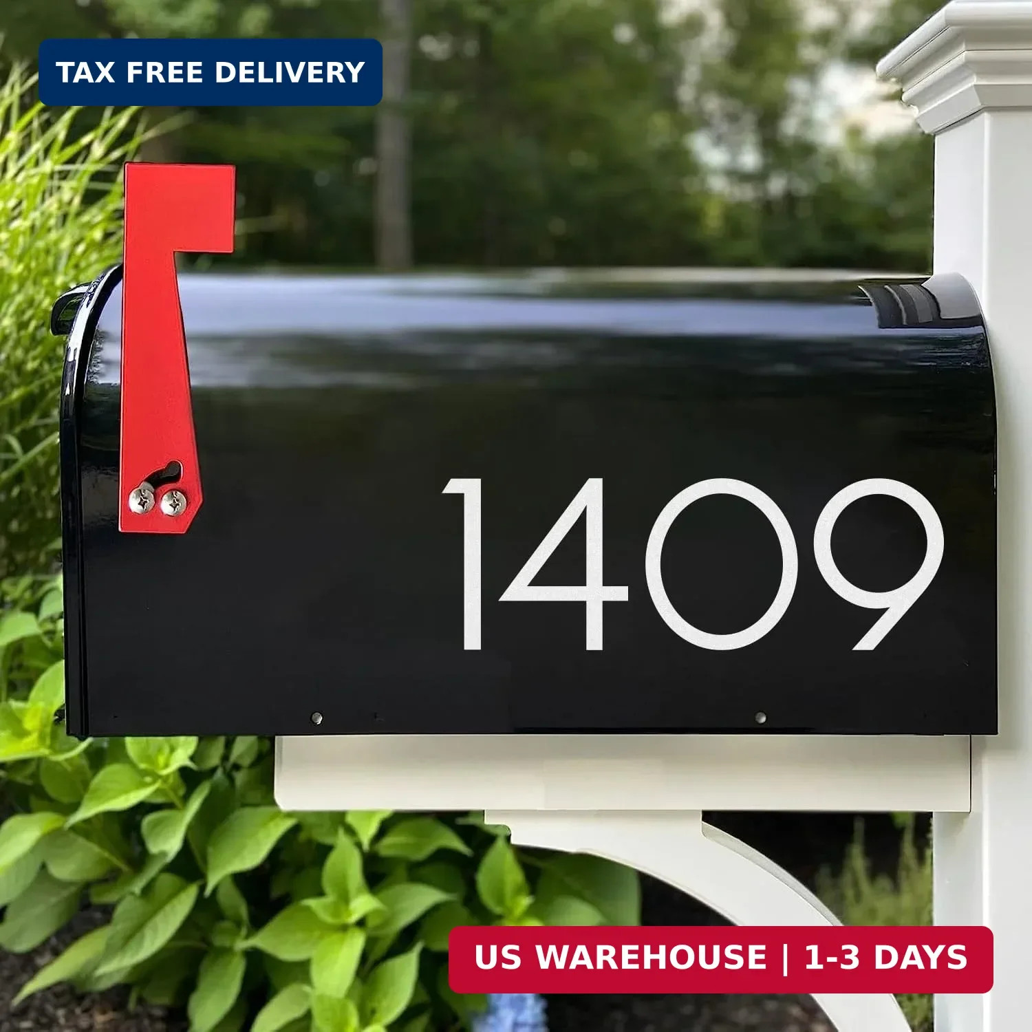 3 inch Reflective Mailbox Numbers Sticker (0-9, 5 Sets) Modern Number Vinyl Wate