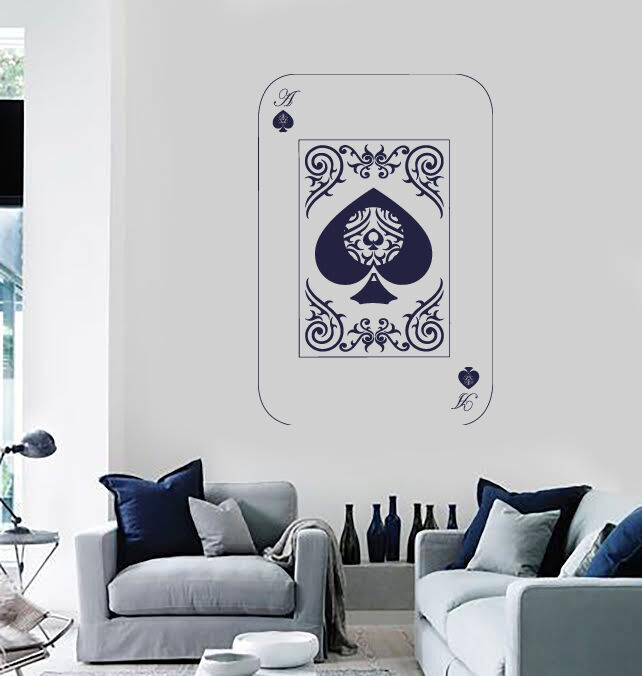 Vinyl Decal Wall Sticker Gambling Playing Cards Deck Ace of Spades Poker (n687)