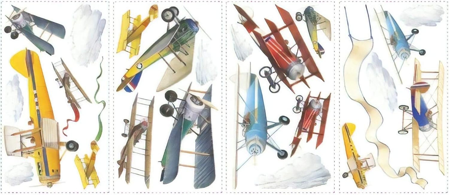 22-Piece Vintage Planes Peel and Stick Wall Decor for Creative Spaces