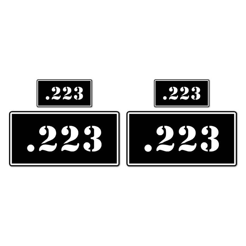 .223 B&W Ammo Box Set, Vinyl Decal Sticker, 2@ 1"x2" & 2@ 2"x4", #8419