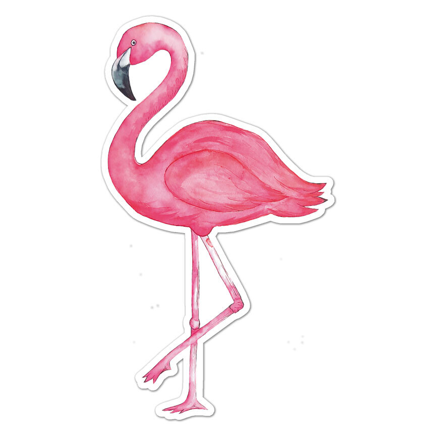 Pink Flamingo, Vinyl Decal Sticker, Indoor Outdoor, 3 Sizes, #8679