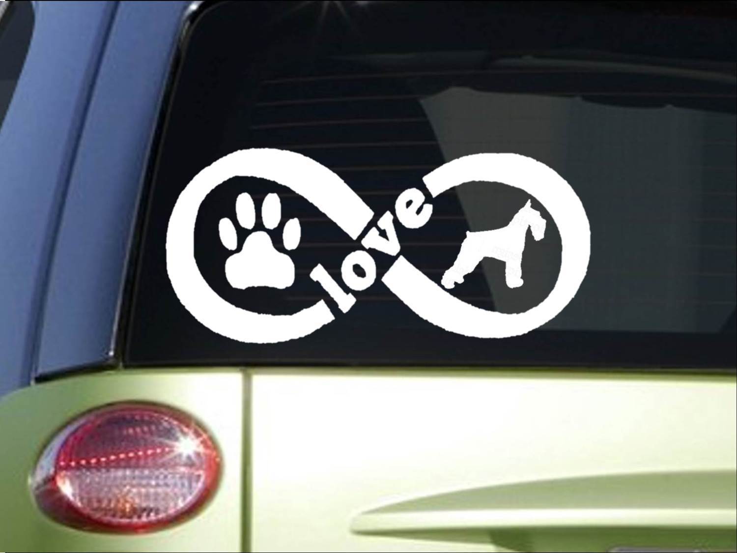 Miniature Schnauzer Infinity sticker *H410* 4 x 8.5 inch vinyl dog decal