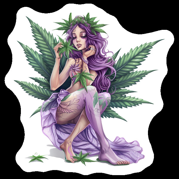 Stoner Fairy Vinyl Decal Sticker Weed Fairy Whimsical Marijuana Sticker 420