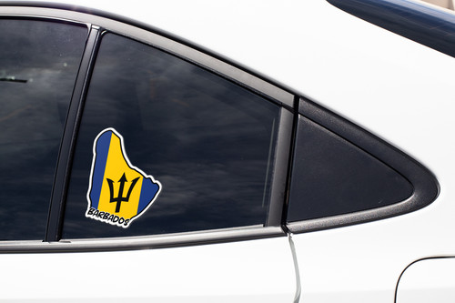Barbados Map Flag Sticker Decal