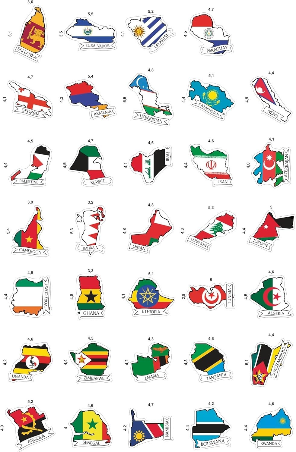 Small Country Flag Stickers for Luggage – World Flags Stickers for Water Bott…