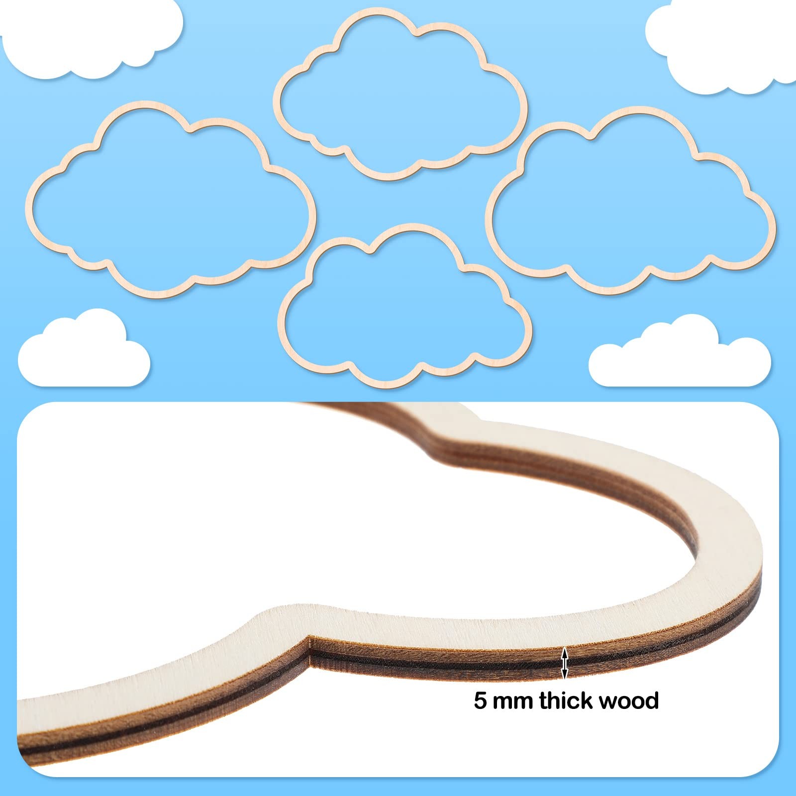 4 Pieces Boho Nursery Cloud Star Wall Decor Wooden Babyroom Moon Rattan Wall …