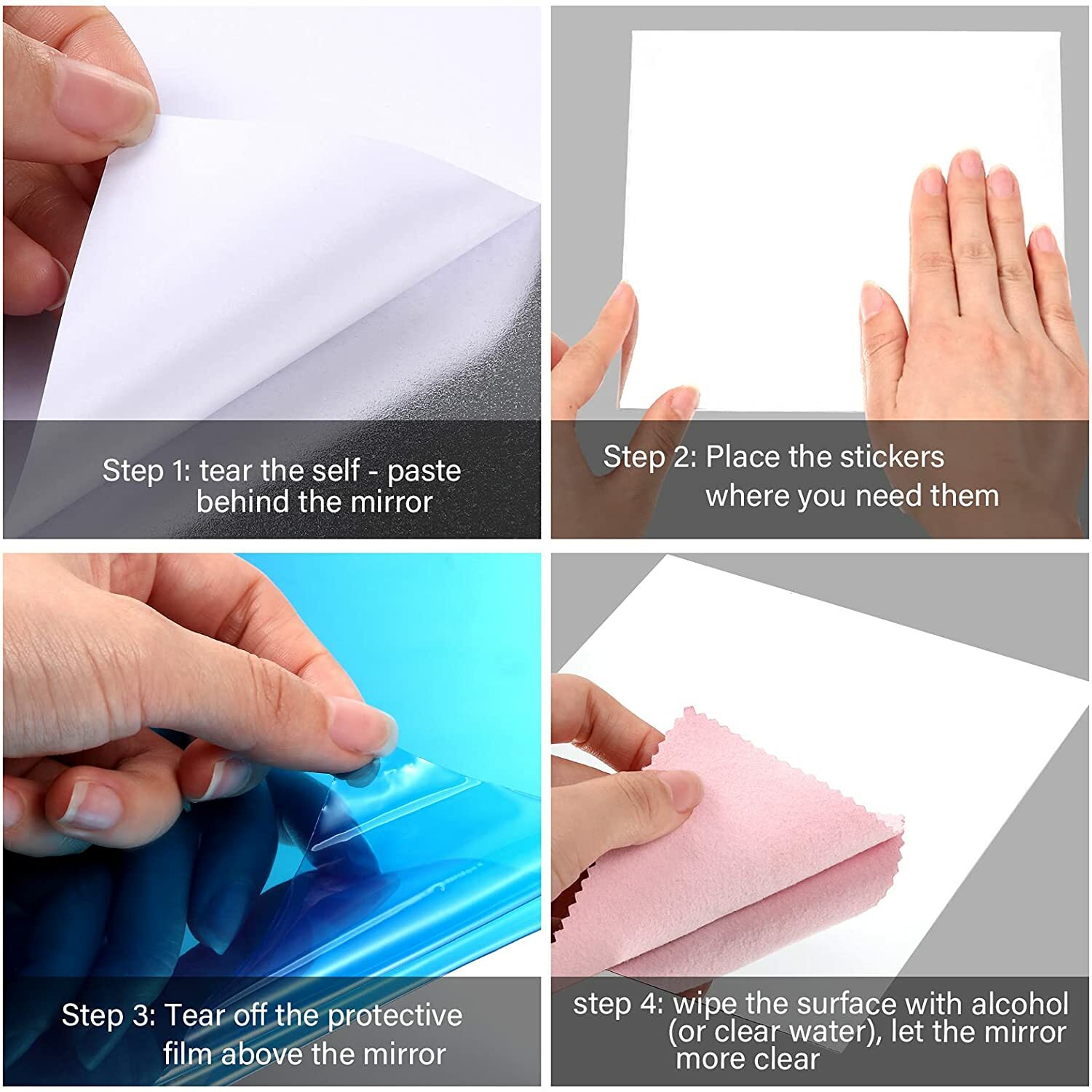 50x100cm Self Adhesive Mirror Reflective Tile Wall Sticker Film Paper Home Decor
