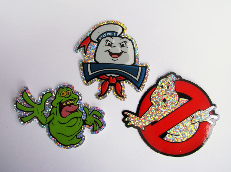 Stay Puft Slimer Glitter Sticker Set of 3 Ghostbusters Marshmallow Man Decals