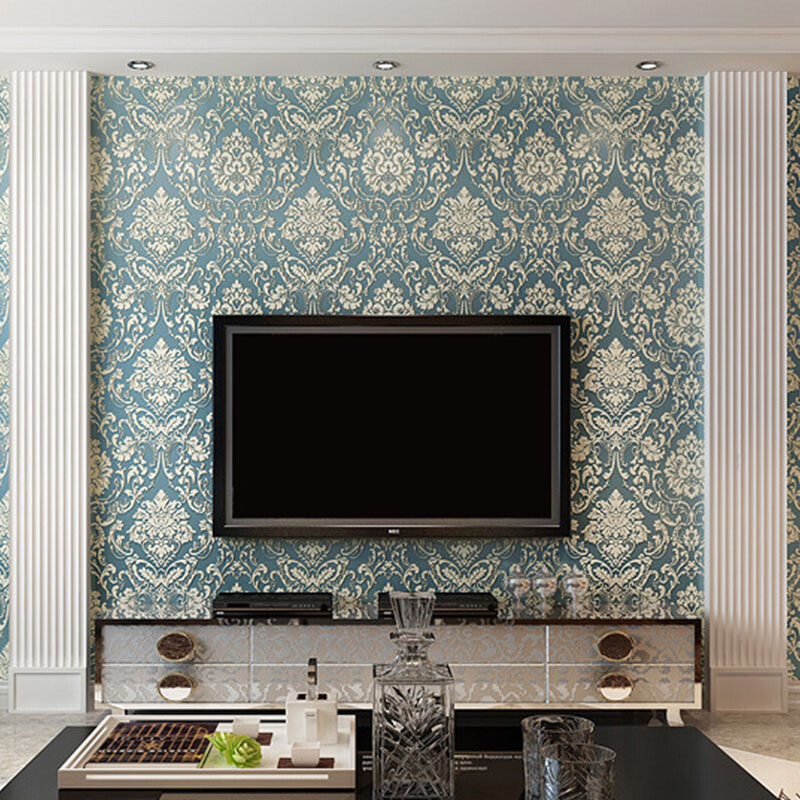 3D Embossed Flower Glitter Wallpaper Embossed Non-Woven Textured Wall Decor-