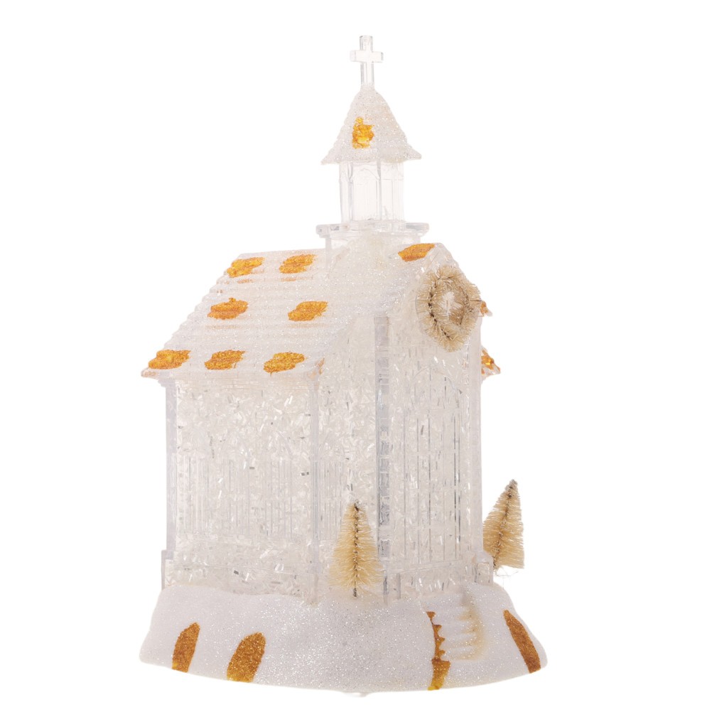 White LED Christmas Church House Lantern for Entryway Or Tabletop