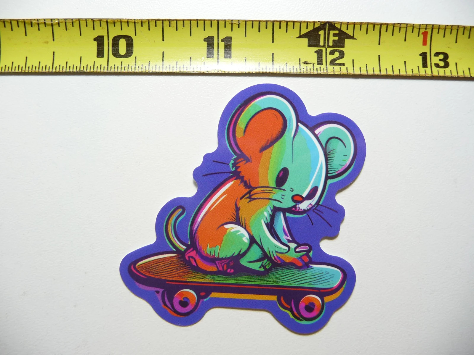 CARTOON MOUSE SKATEBOARD SMALL STICKER DECAL NEON STYLE FUN FUNNY SCRAPBOOKING