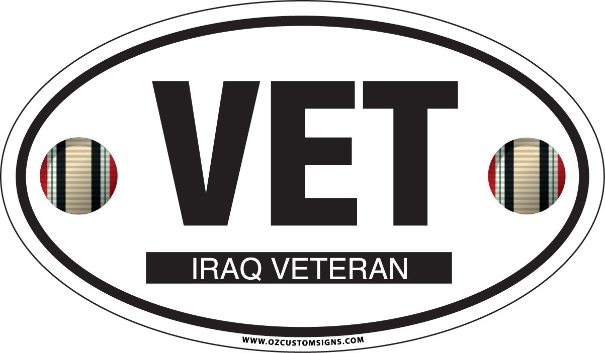 Iraq Veteran & Ribbon Colors – Oval – Full Color Decal / Sticker!