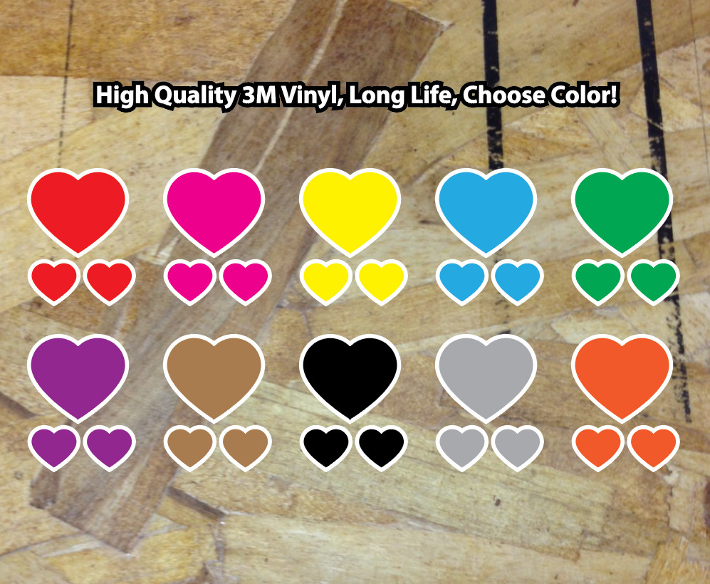 Heart Sticker Vinyl Decal Love 3 Stickers Car Truck Device Laptop Choose Size 4"