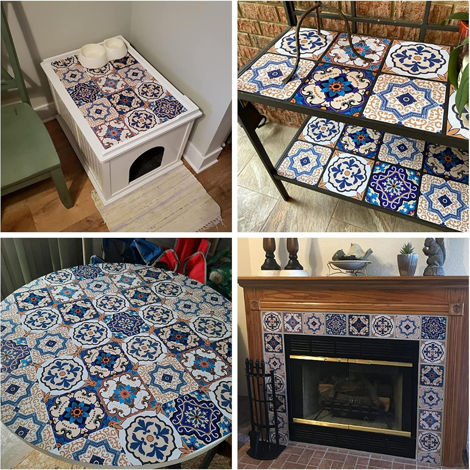 Bohemian Style 12 Pcs 6×6 in Decorative Tile Stickers,Peel and Stick Wallcove…