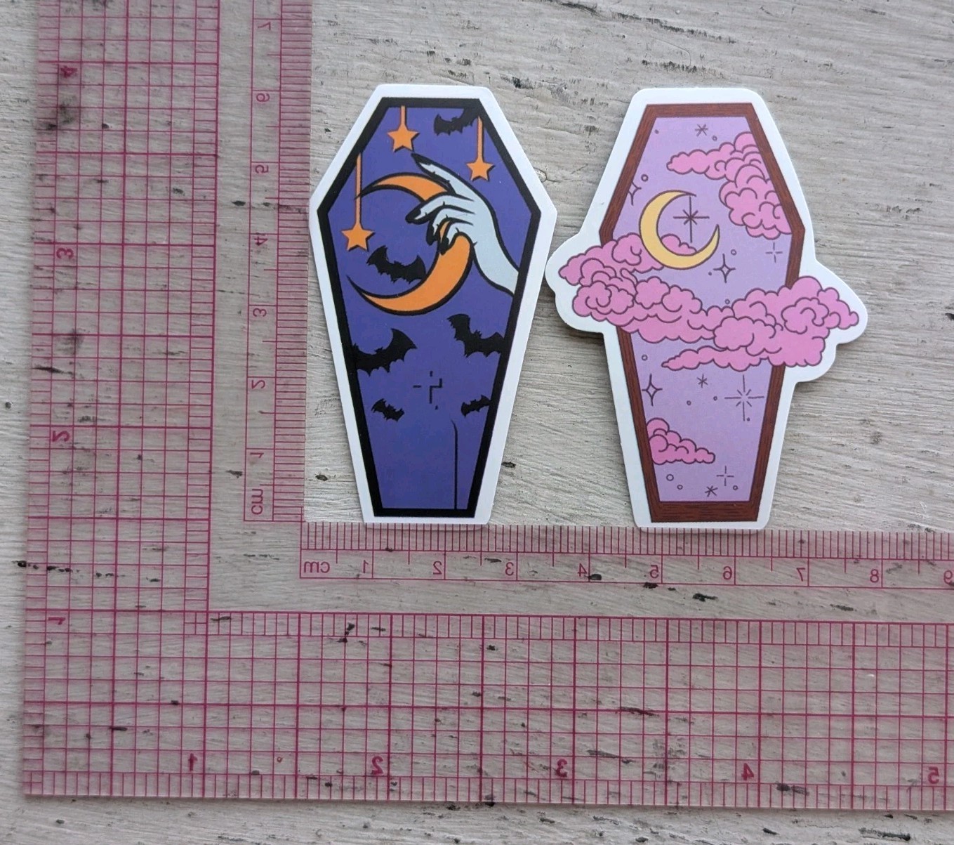 Haunted Active Spirit Creepy Witch Owned Moon Coffin Stickers Lot Of 2 Pcs