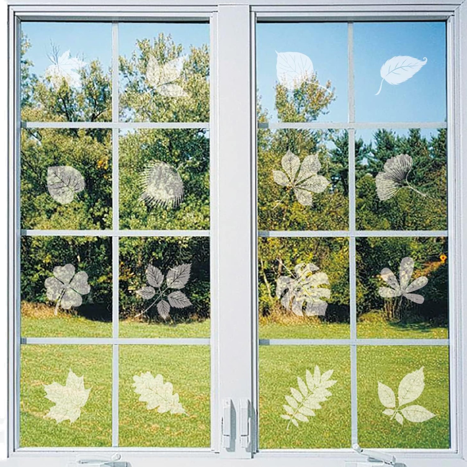 Window Decals for Bird Strikes 52 Pieces Large Leaf Shape anti Collision Sticker