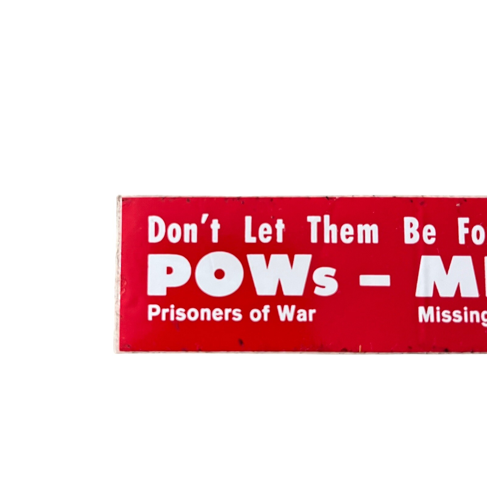 Vintage 1970’s Thick Vinyl POW / MIA Small 4”x1” Bumper Sticker – Vietnam Era