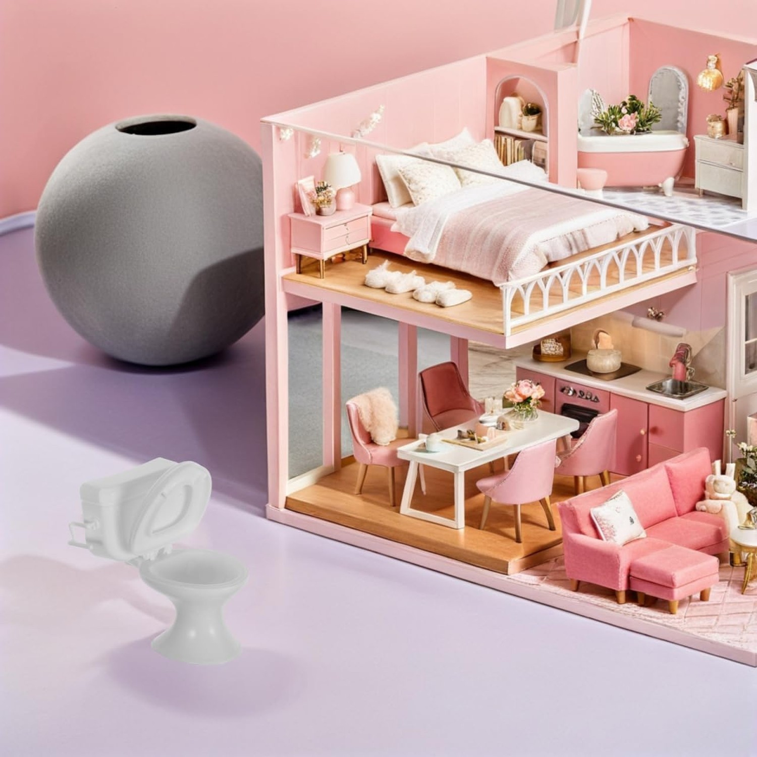 8pcs Doll House Toilets: Mini Toilets 1/12 Scale Toilet Seat Miniature Toilet…