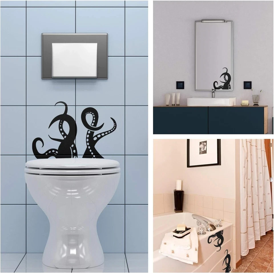 15 Pieces Kraken Octopus Toilet Tentacles Wall Decals Decor Sticker Octopus Toil