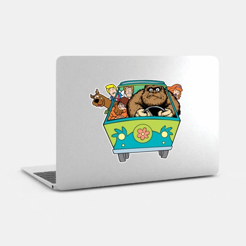 Sasquatch driving Mystery Machine, Scooby, Bigfoot Precision Cut Decal